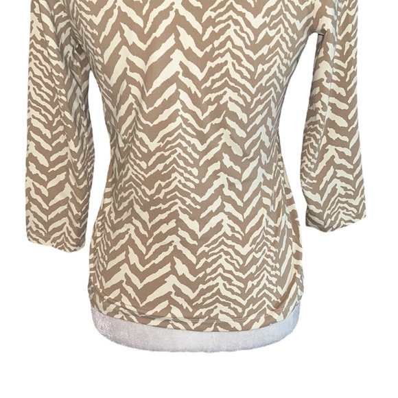 J. McLaughlin Durham Tan & Cream Zebra Print Ruffle Collar Top - XS - Picture 8 of 11